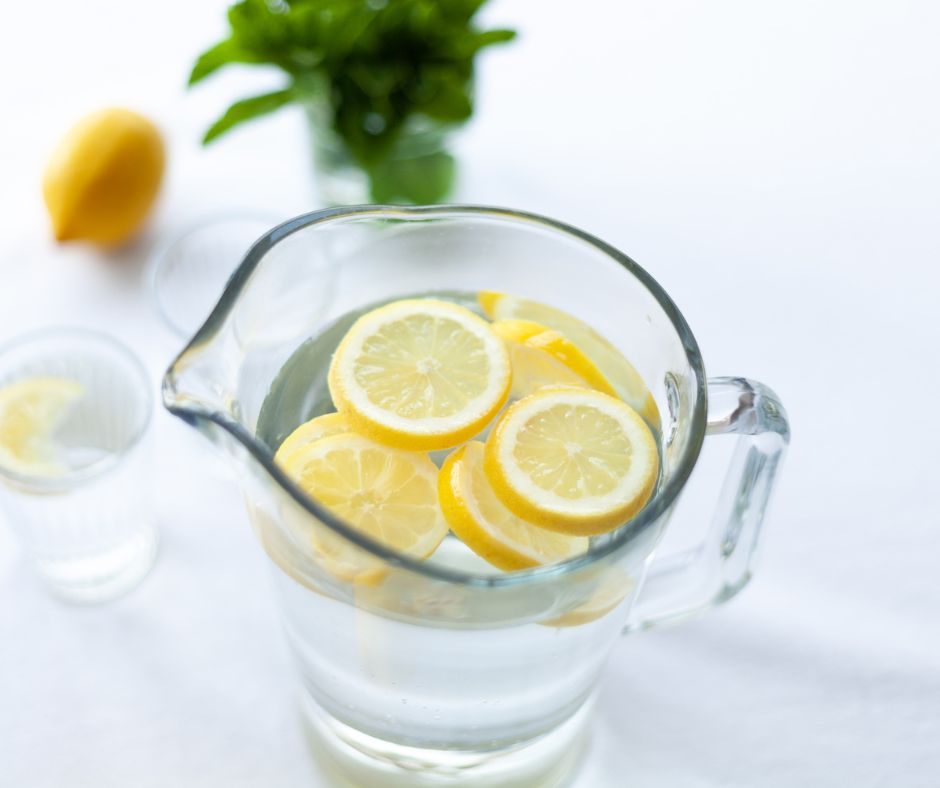 jar with water and slices of lemon